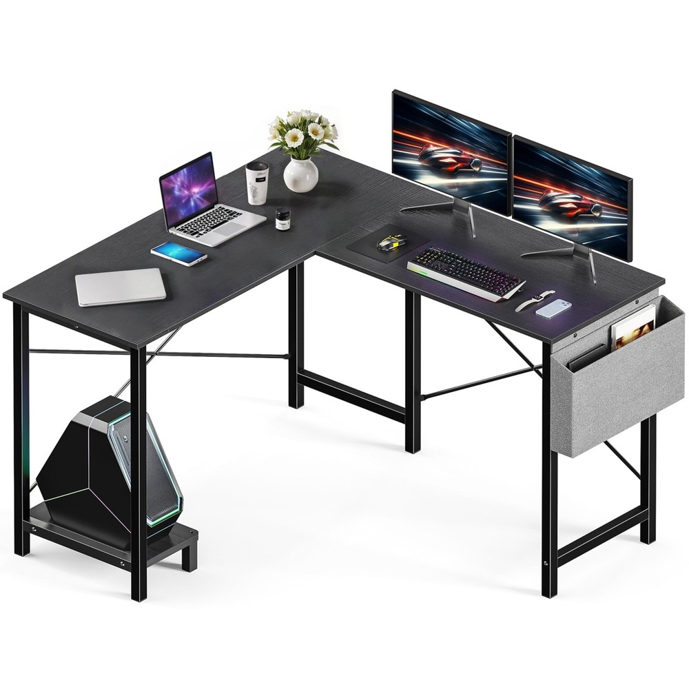 L Shaped Desk Gaming Computer 50 Inch Reversible Corner Table PC for Writing ...