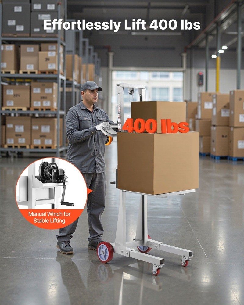 Upgraded Manual Winch Stacker with 400lb Static Load and Dynamic Motion