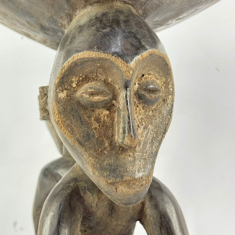 Luba Stool with Dual Caryatid Figures Congo