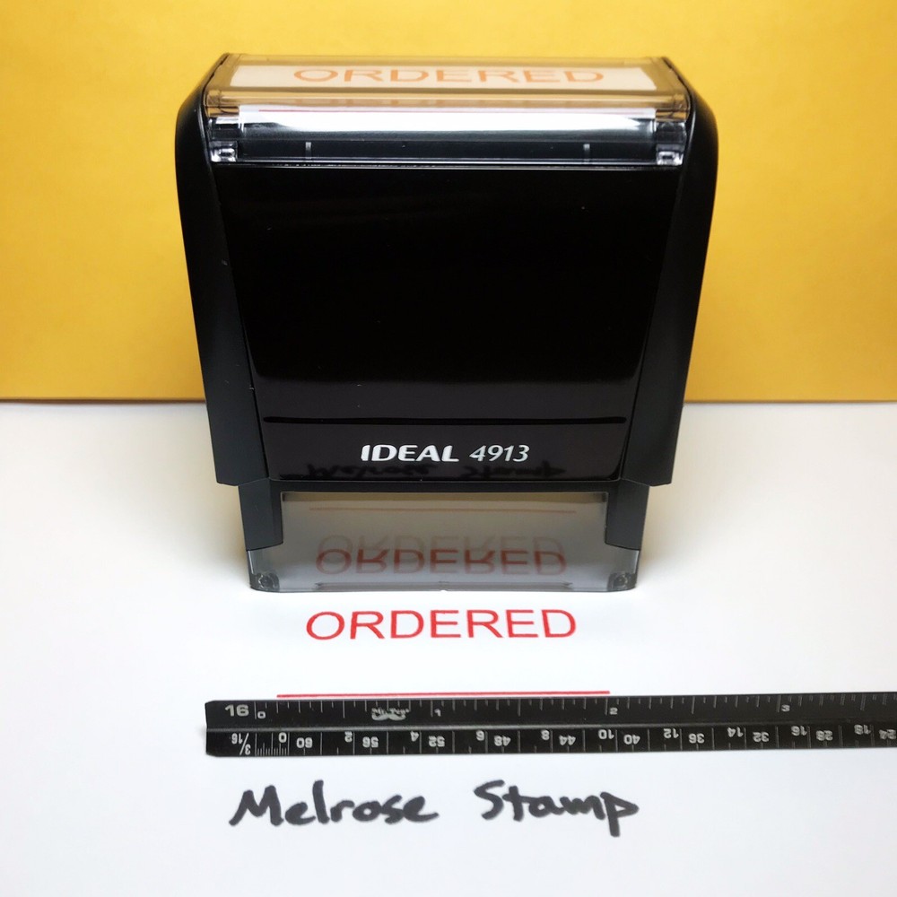 Ordered With Name Date Line Stamp Red Ink Self Inking Ideal 4913