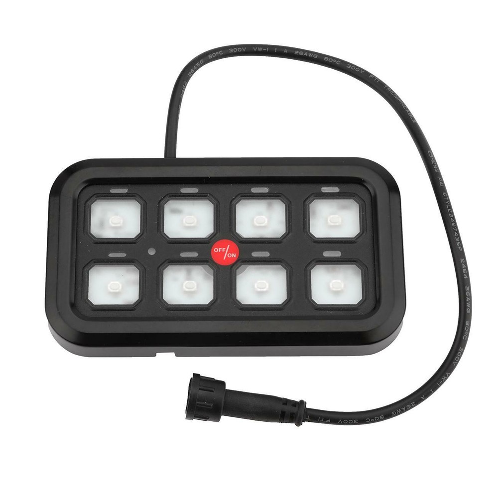 Universal UTV 8 Gang 1200W LED Work Light Relay Control Switch Panel Toggle Blue
