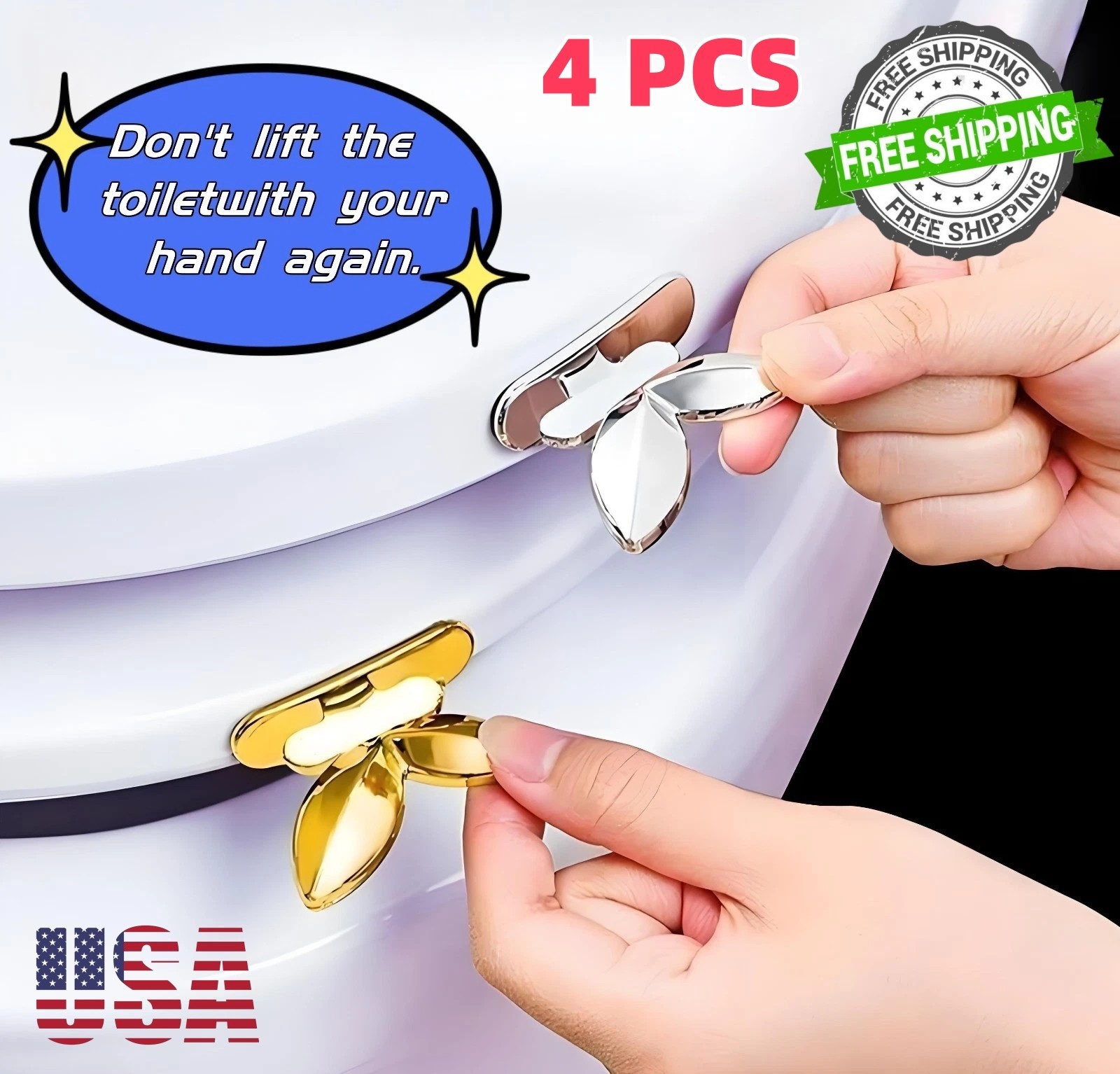 4 PCS  Toilet Lid Lifter – Hands-Free Seat Lifter Handle