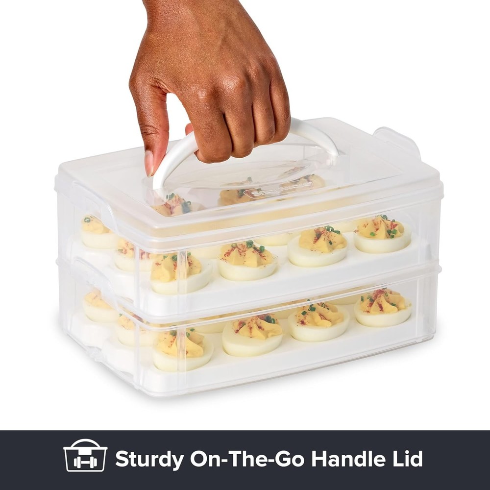 Elegant 2-Layer Deviled Egg Carrier, Holds 24 Eggs - BPA-Free Storage Solution