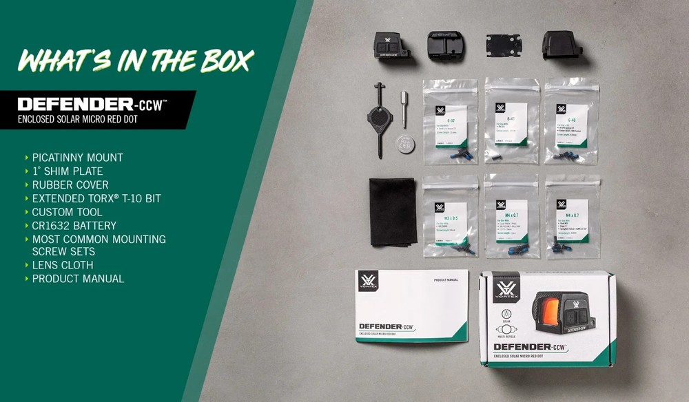 Vortex Optics Defender-CCW Enclosed Solar 3 MOA Dot/32 MOA Circle Micro Red Dot
