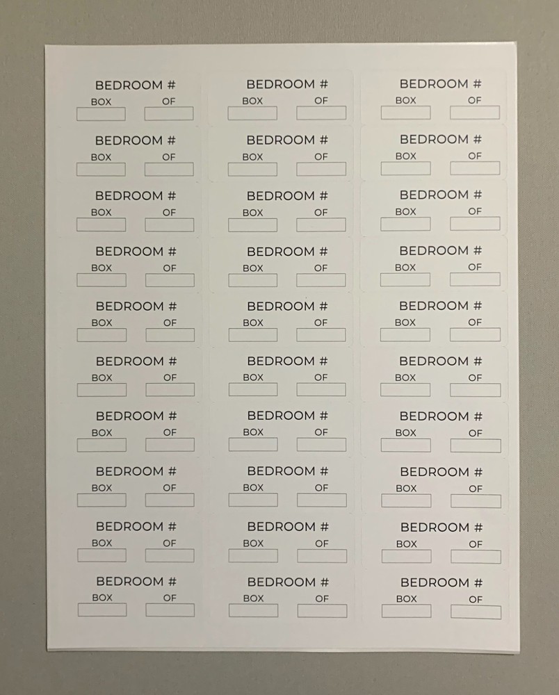 10 Sheets of Coded Moving Box Labels Stickers (Box #, Bedroom, Kitchen, + More)