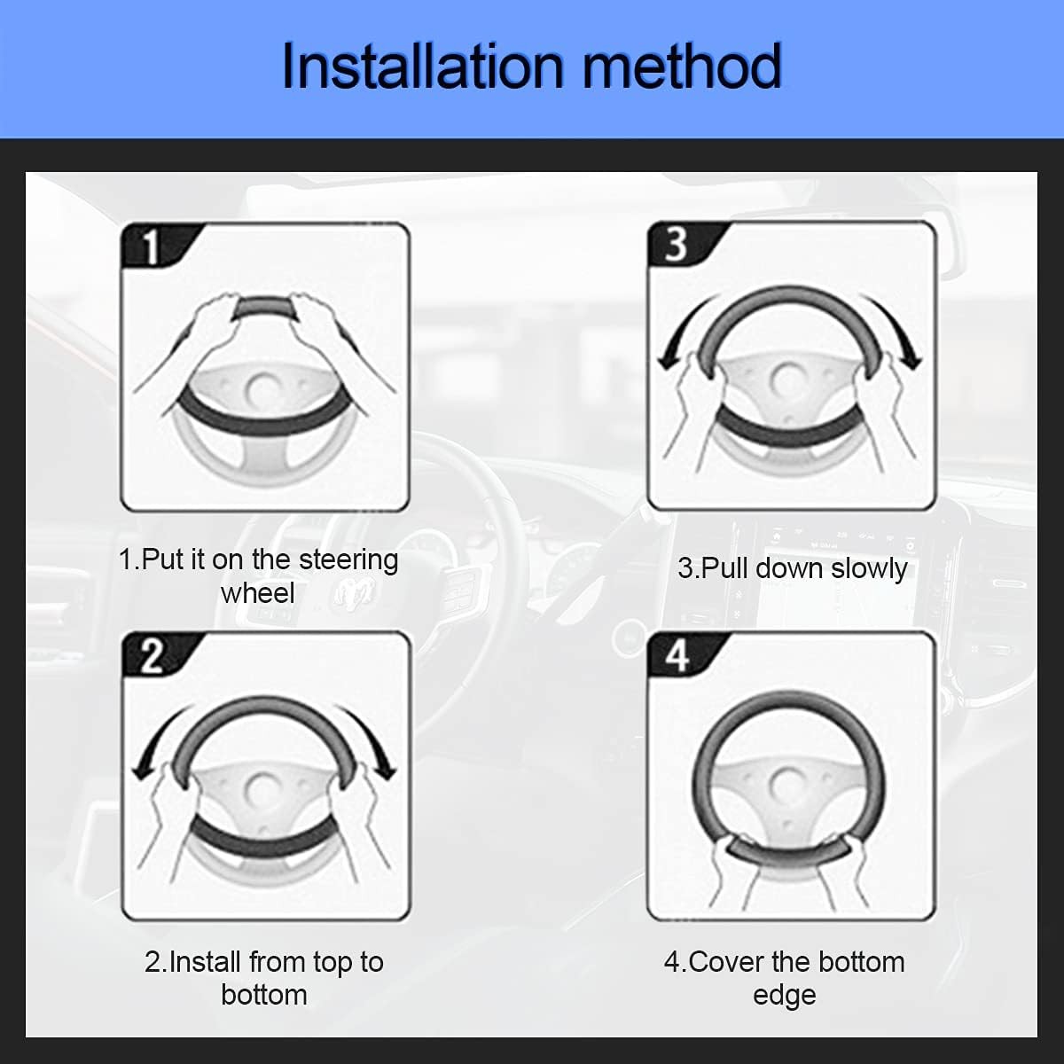 For Ford Car Steering Wheel Cover Carbon Fiber PVC Leather Anti-slip Accessories