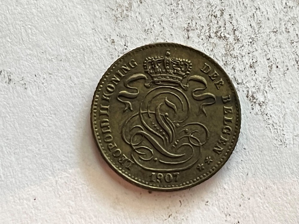 BELGIUM 1 CENTIME 1907 - Obverse doubling
