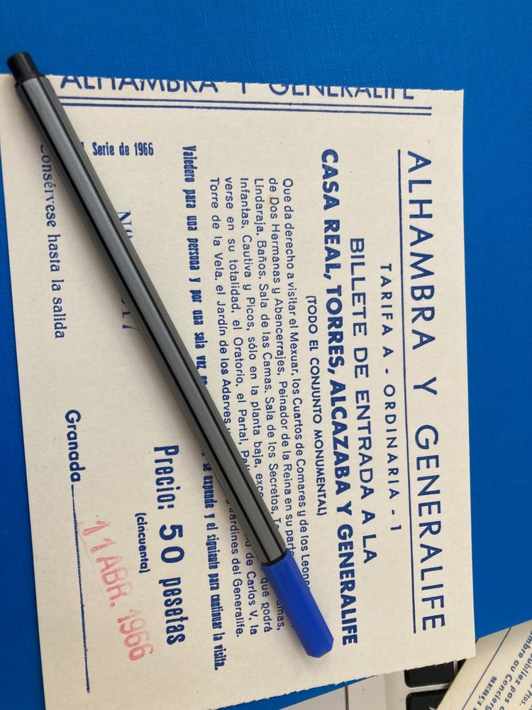 ALHAMBRA TICKET STAMPED 1966