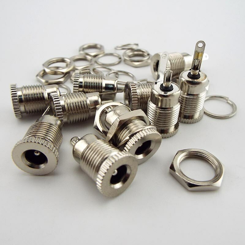 5.5 x 2.1mm 5A DC Power Jack Socket Threaded Female Mount Connector Adapter Plug