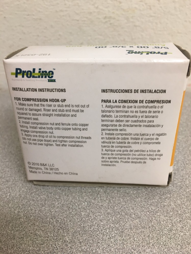 BK Products 192-032LK ProLine Comp Comp Angle Valve