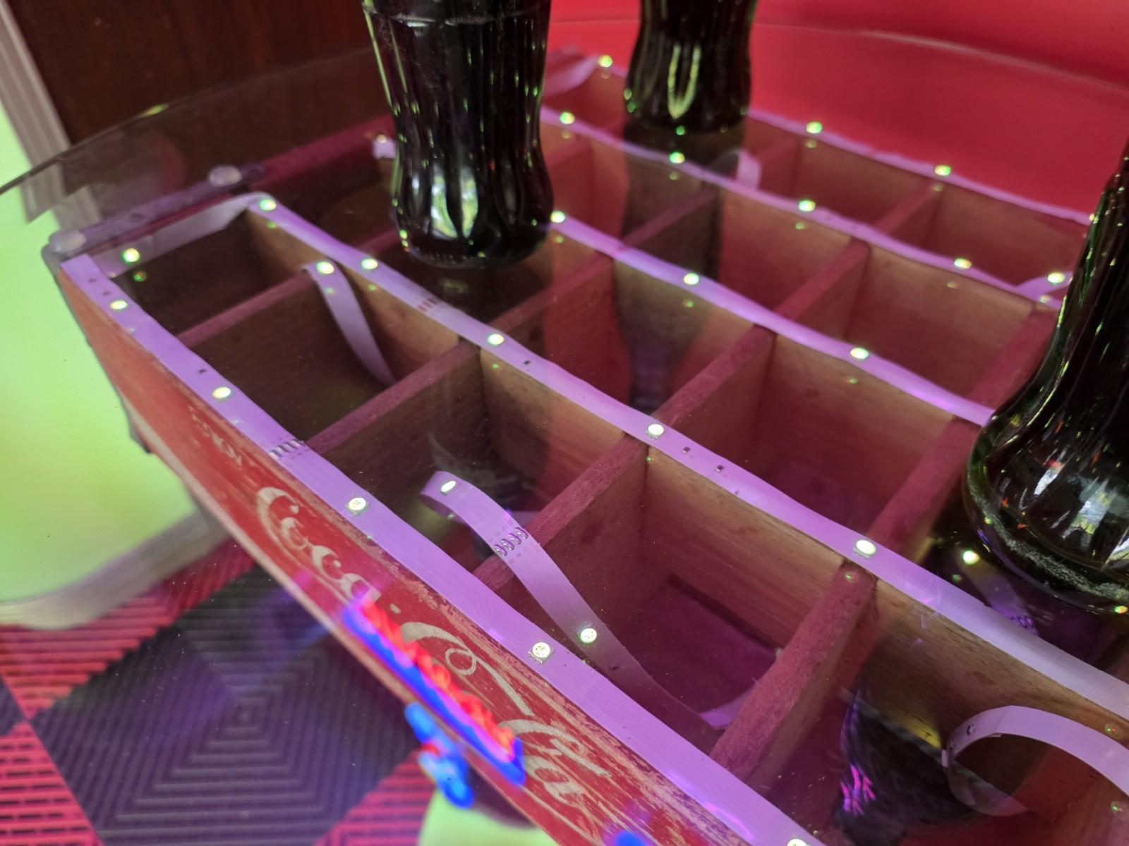 Vintage Coca-Cola Crate Table with LED Lighting | Handmade Bar or Diner Accent |