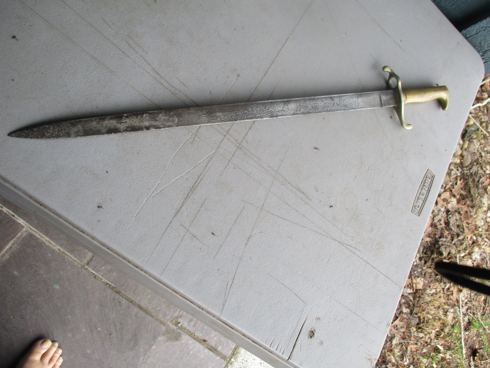 Imperial German M 1871 Cadet Bayonet with Blade Etchings