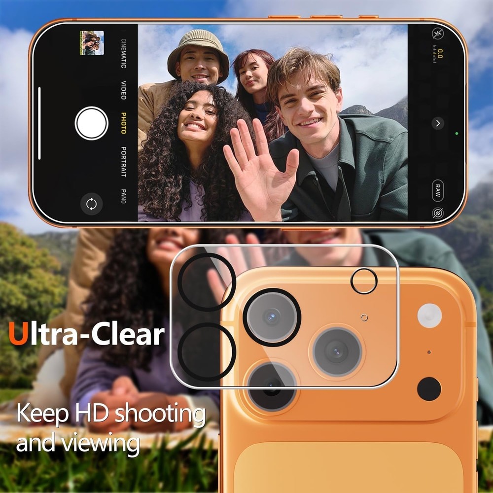 2 Pack Tempered Glass Screen Protector for iPhone 17 Pro Max with 2 Pack Camera