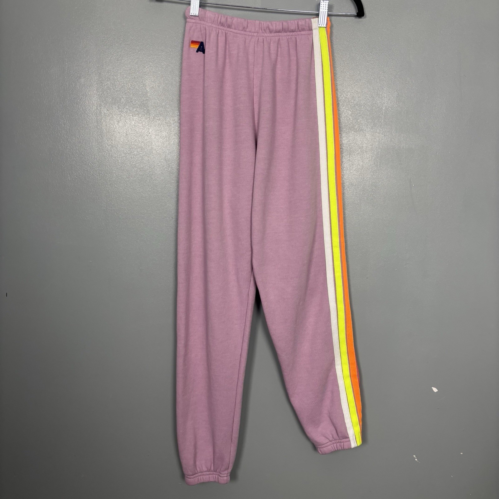 AVIATOR NATION 5 Stripe Sweatpants Maeve/White Neon XS Bottoms Extra Small Long