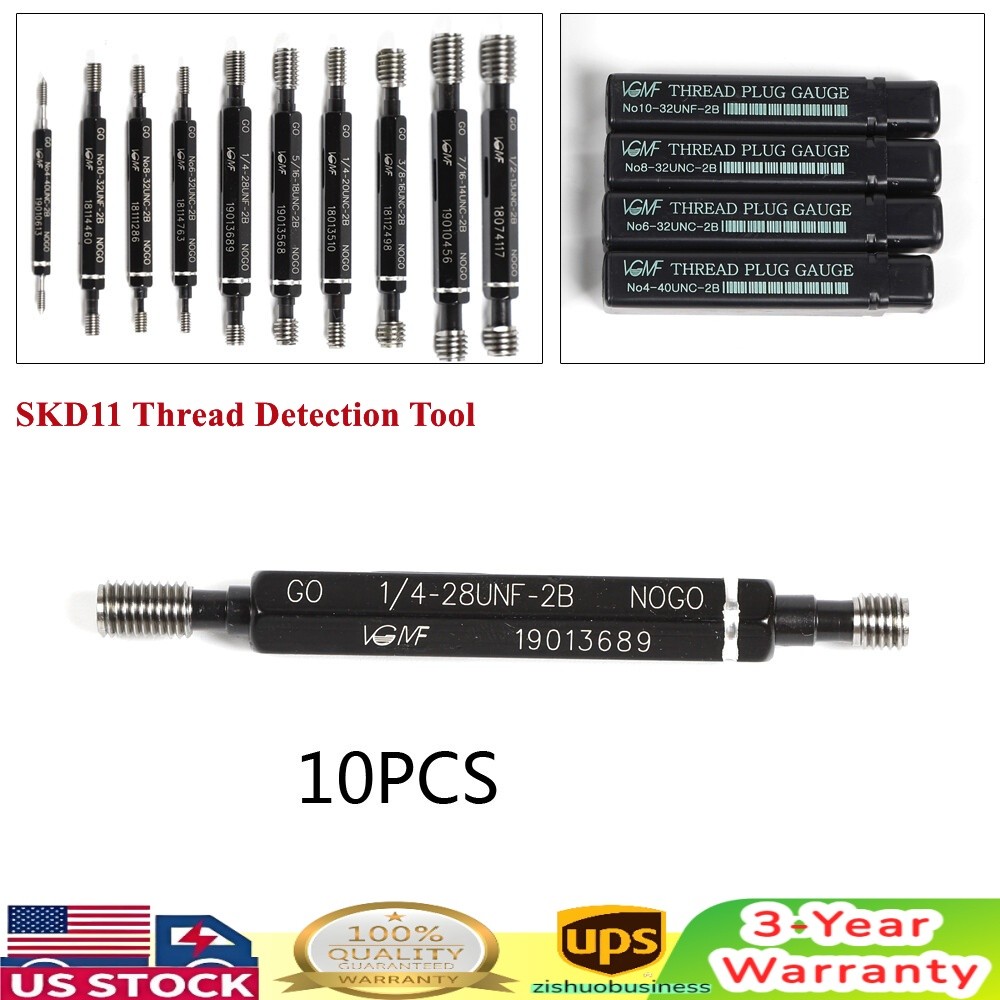 10 Pc Skd11 Thread Detection Tool Double End Thread Plug Gauge Go & No Go