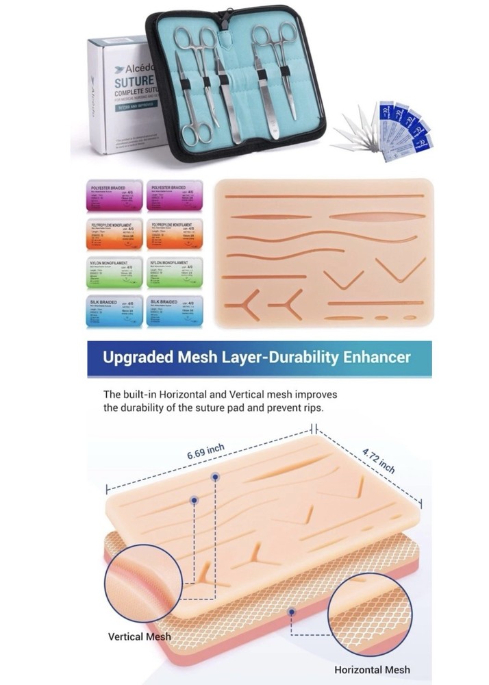 Alcedo Suture Practice Kit for Medical Students Complete Suture Practice Kit