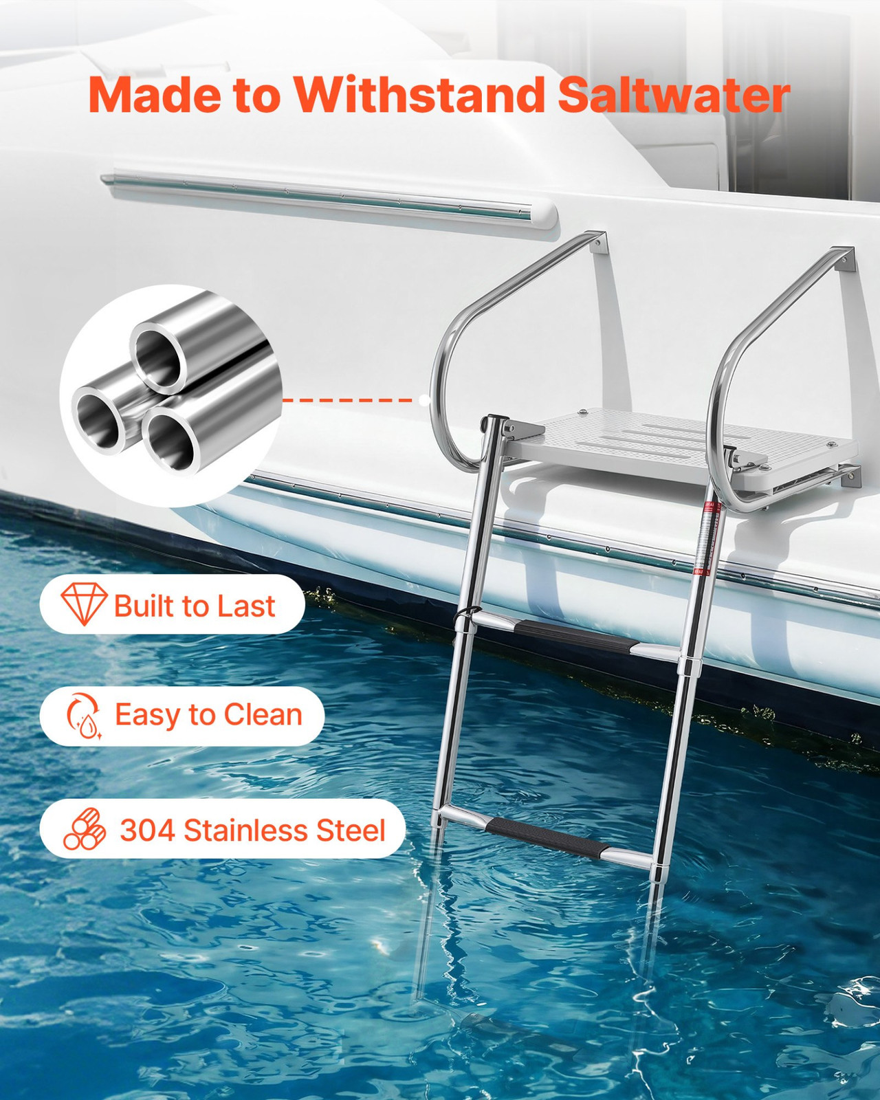 Boat Ladder, 3 Steps, Pontoon Boats