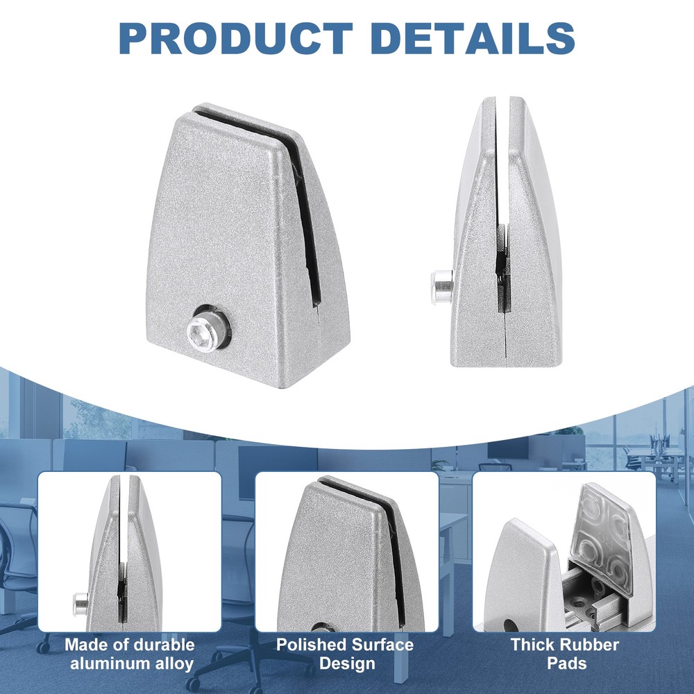 10 Pcs Adjustable Desk Divider Partition Clips, Sneeze Guard Support, Silver