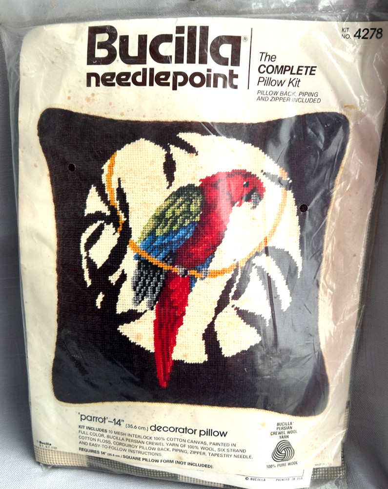 Bucilla Needlepoint Kit Parrot - 14" Decorator Pillow