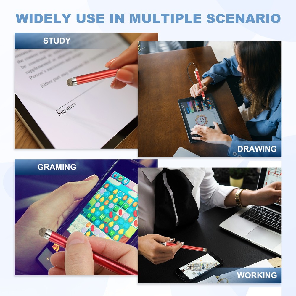 2 Pcs Screen Capacitive Pen with Spring Rope Fixing Dock Dark Blue