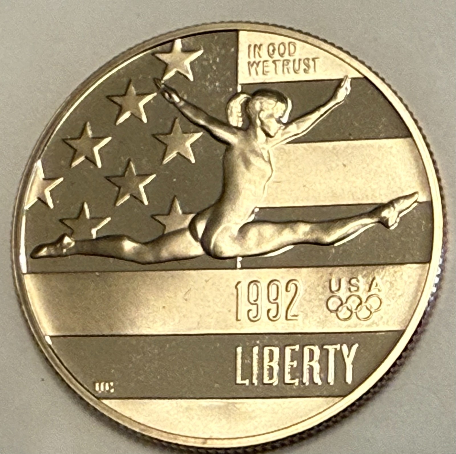 1992-S Olympics GYMNASTICS commemorative proof half dollar. Gem pf commem 1/2$.