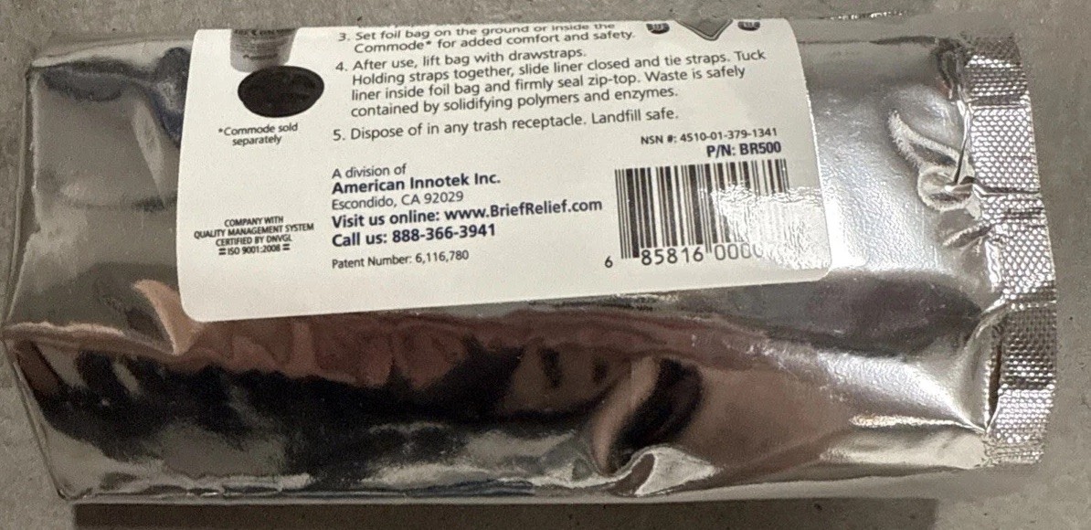 LOT OF 6 Brief Relief Disposa John Disposable Urinal Bags / Portable Restroom