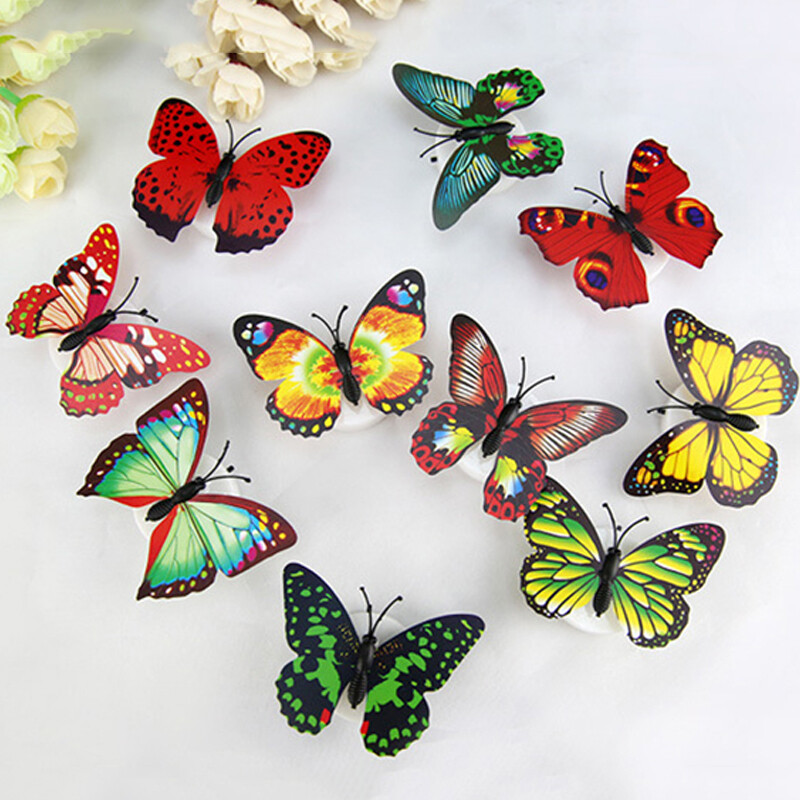 4x Butterfly LED Night Light Creative Glowing Stickable Romantic Wall Lights