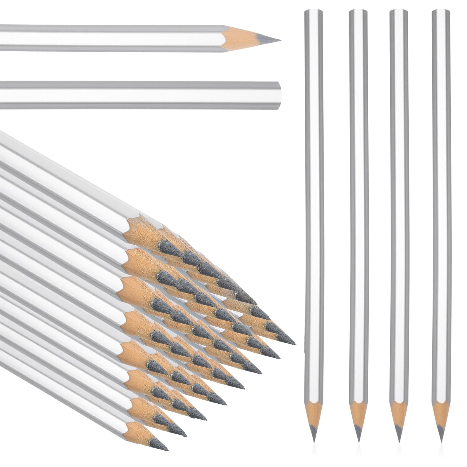 24 Pack Silver Streak Welders Pencil Metallic Marking Pencil Metal Pencils Fo...