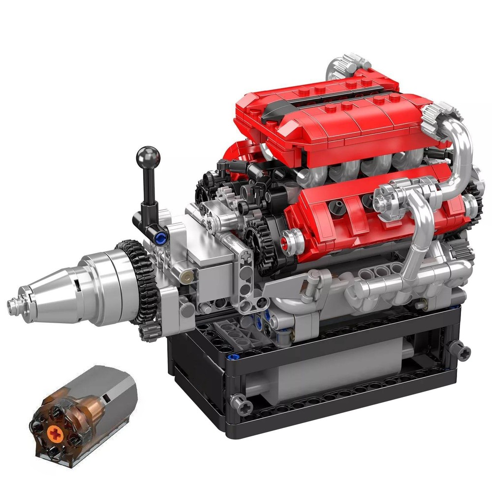 1pcs V8 Engine Motor Mechanical Engineering Model Building Block Gift 100% New