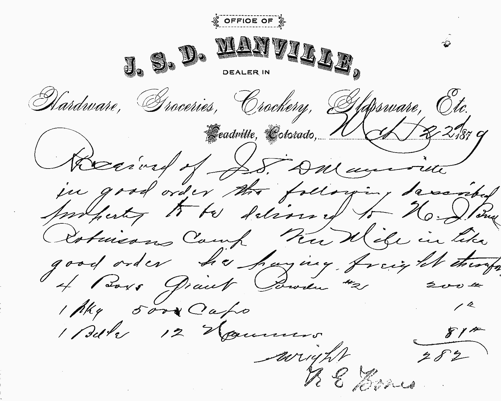 1879 LEADVILLE COLORADO J S D MANVILLE 4 BOXES DYNAMITE GIANT POWDER MINING