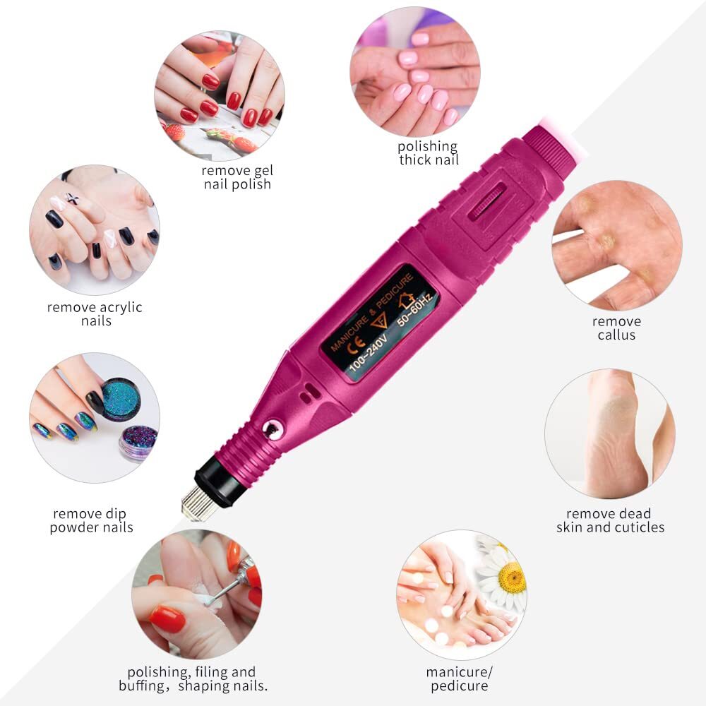 Electric Drill Nail File Acrylic Art File Manicure Pedicure Portable Machine Kit