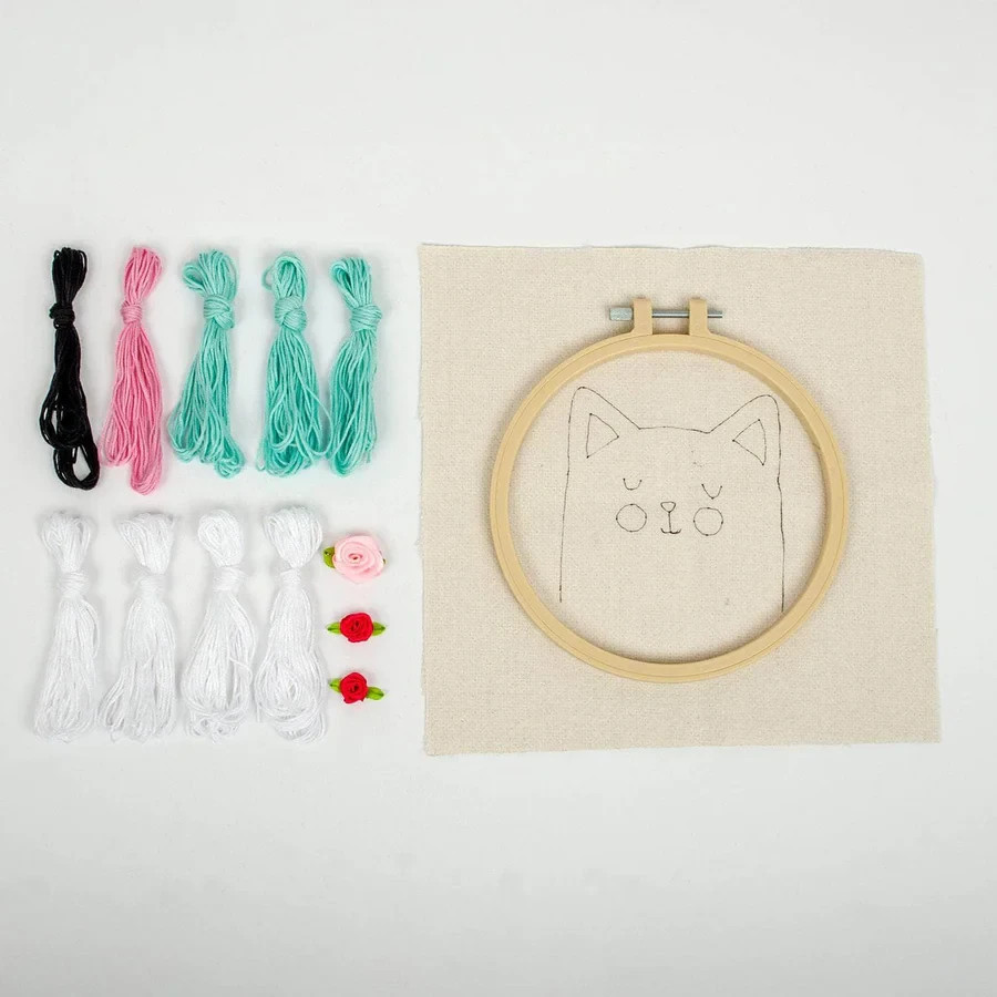 Needle Creations Punch Needle Kit 6" Hoop - "Cat"