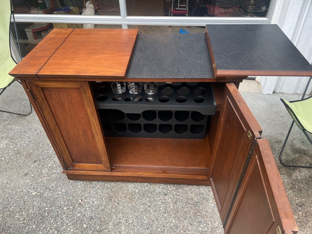 Jasper Cabinets Mid Century rolling walnut bar