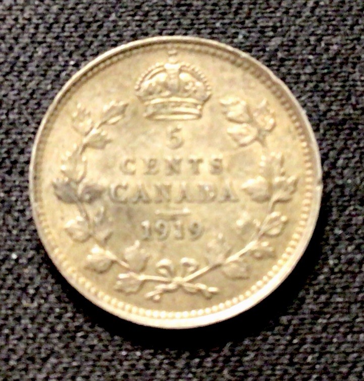 1919 Canada 5 Cent Silver! ENN Coins