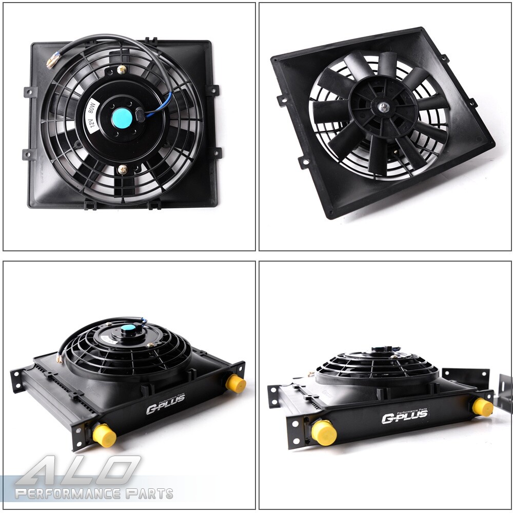 Fit For Universal 28 Row Engine Transmission Oil Cooler +7" Electric Fan Kit