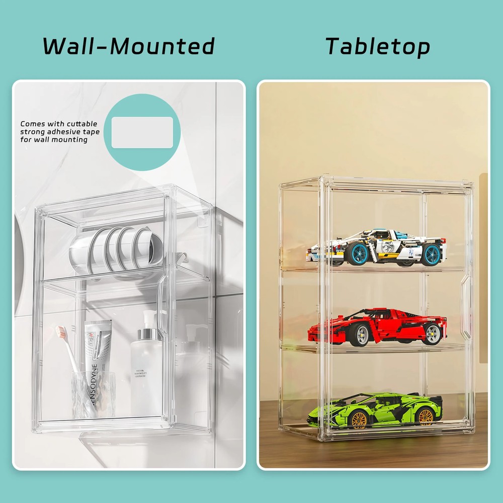 3 Tier Clear Acrylic Display Case, Blind Box Transparent Organizer, Stackable Sh