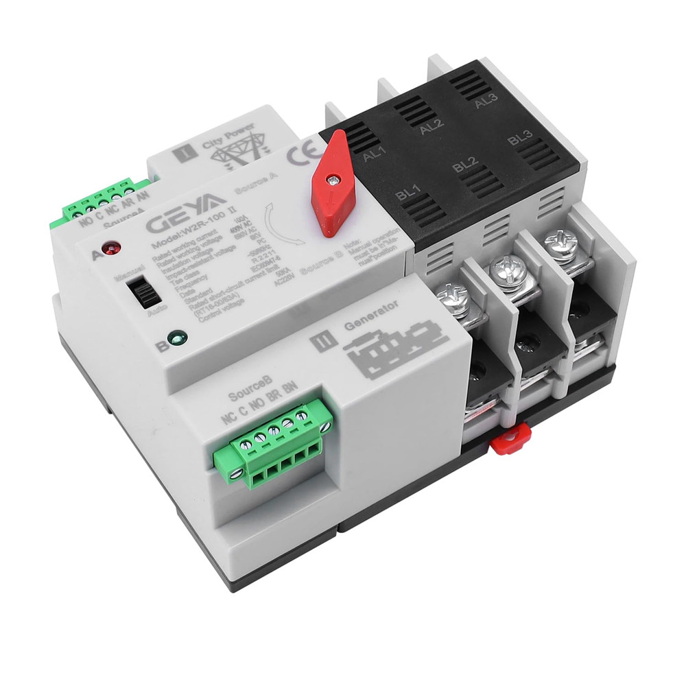 Automatic Transfer Switch Three Phase ATS 100A 220V Power Transfer Switch Din Ra