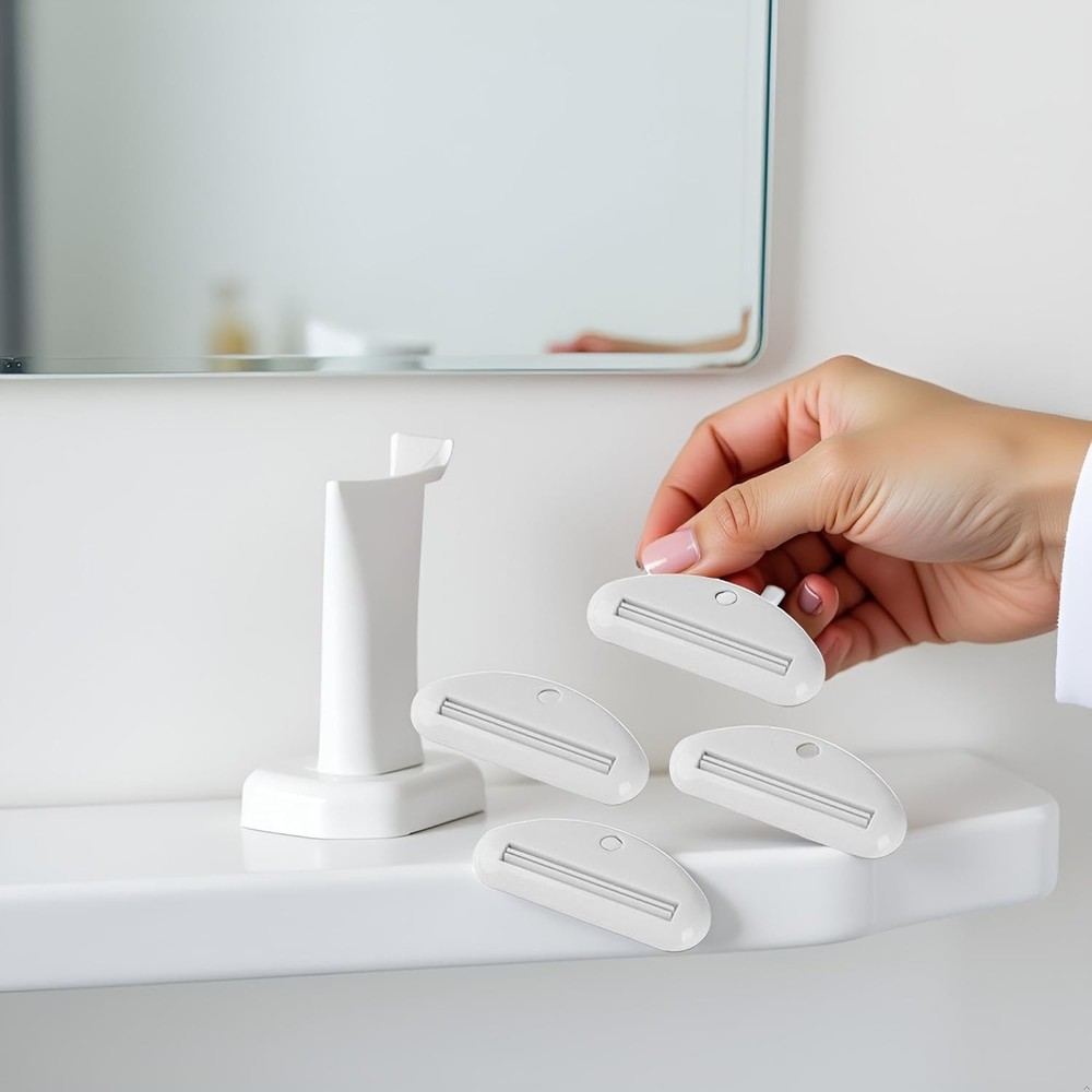5Pcs White Toothpaste Squeezer,Plastic Toothpaste Tube Squeezer Dispenser,Toothp