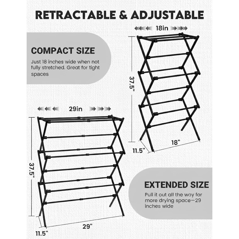 Durable Portable Clothes Drying Rack Adjustable Collapsible Laundry Dryer New