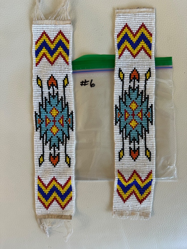 2 - Mini Multicolor Patterned Beaded Strip Native American Design 10 x 2” #12