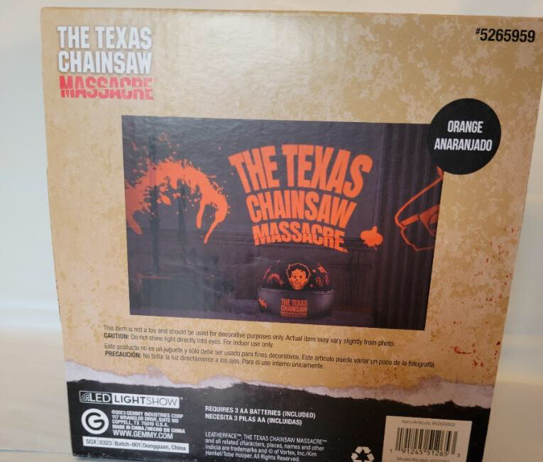 Texas Chainsaw Massacre LED Shadow Rotating Light Dome Projector Orange Gemmy