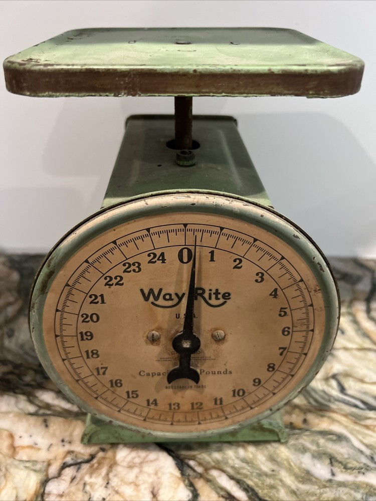 Antique Green Way Rite Kitchen Mercantile Scale 25 Lbs Chicago