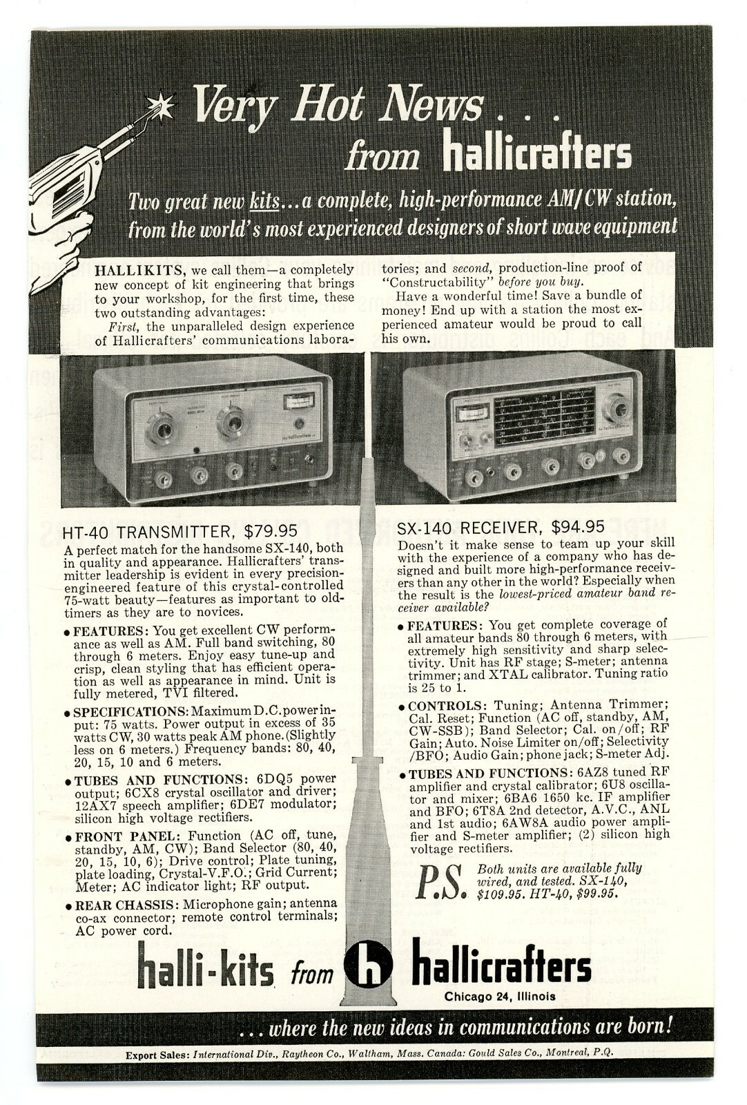 UNBUILT Halli-Kit HT-40K Transmitter. Rare, Vintage Hallicrafters Unbuilt Kit.