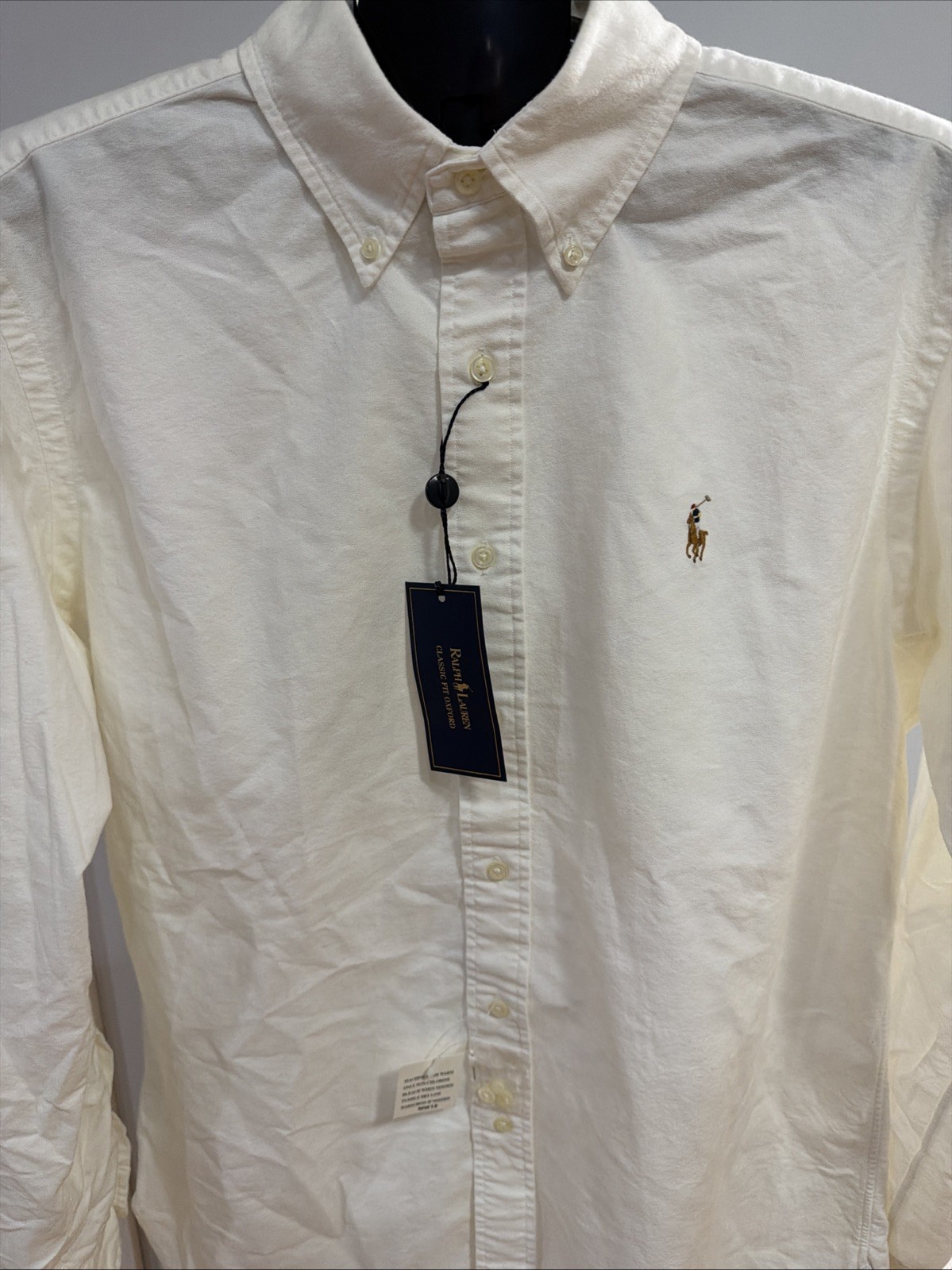 RALPH LAUREN White Button Down Shirt Classic Fit Oxford Sz Large