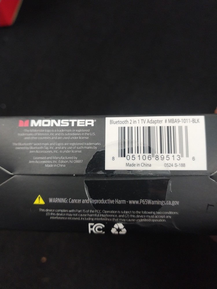 Monster MBA9-1011-BLK Bluetooth Wireless Audio Adapter Transmitter/Receiver