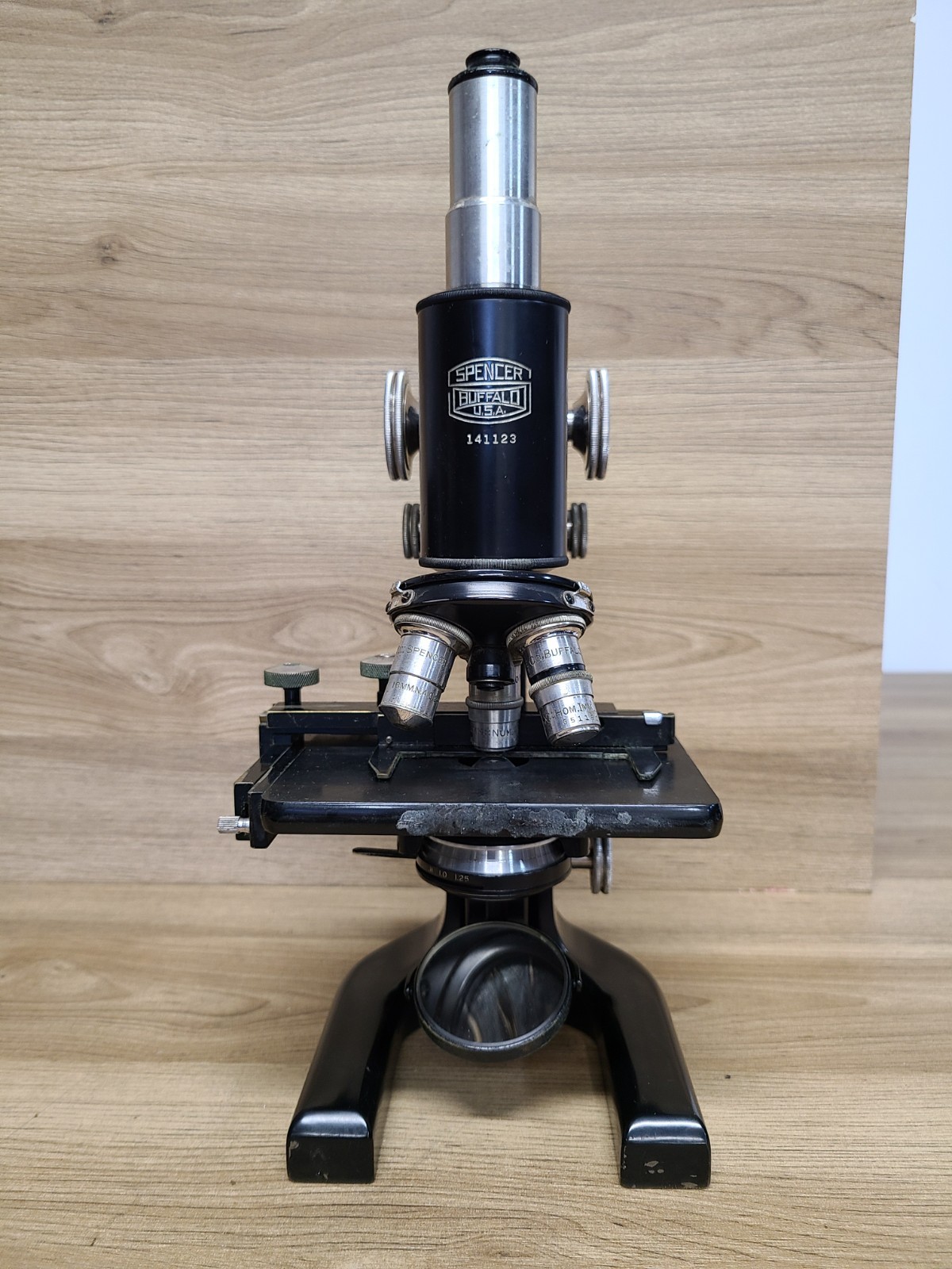 Vintage Spencer Buffalo USA Monocular Microscope Carl Zeiss Lens and Scopelite