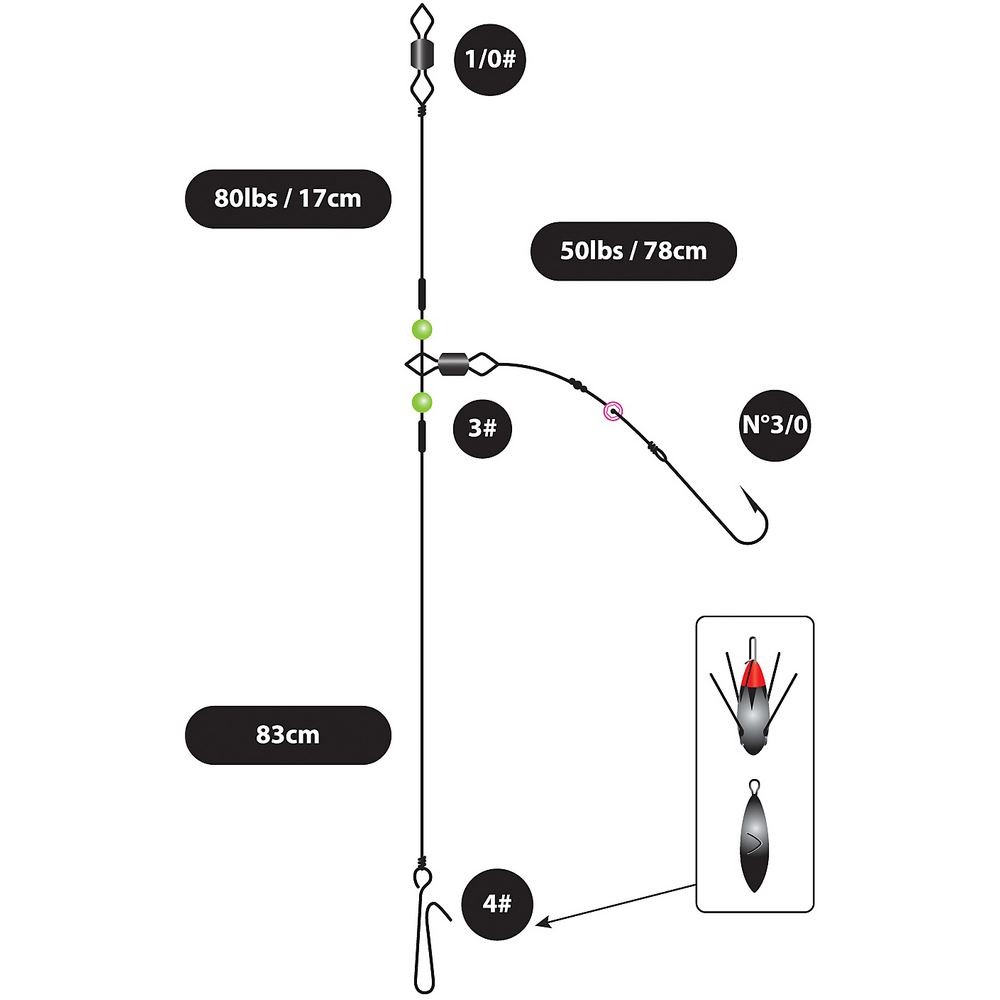 Greys Shore Clipped Roughground Rig 1 Hook Size 3/0