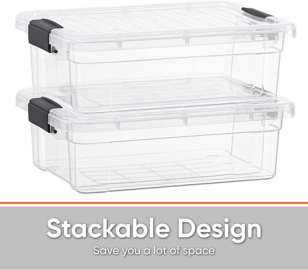 Superio Clear Storage Bins with Lids, 4 Pack- Plastic Storage Boxes - 2.3 Quart