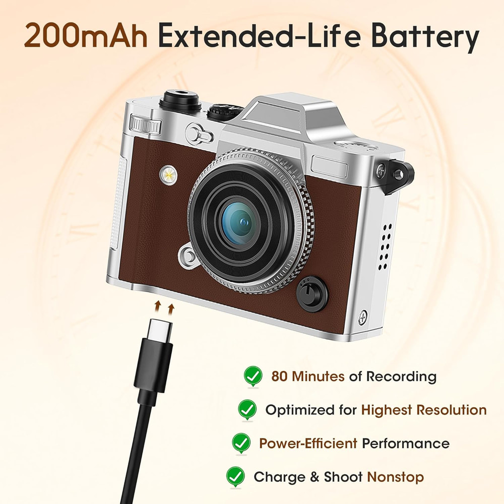 Tiny Digital Camera, Vintage Mini Keychain Camera for Teens & Beginners, Premium