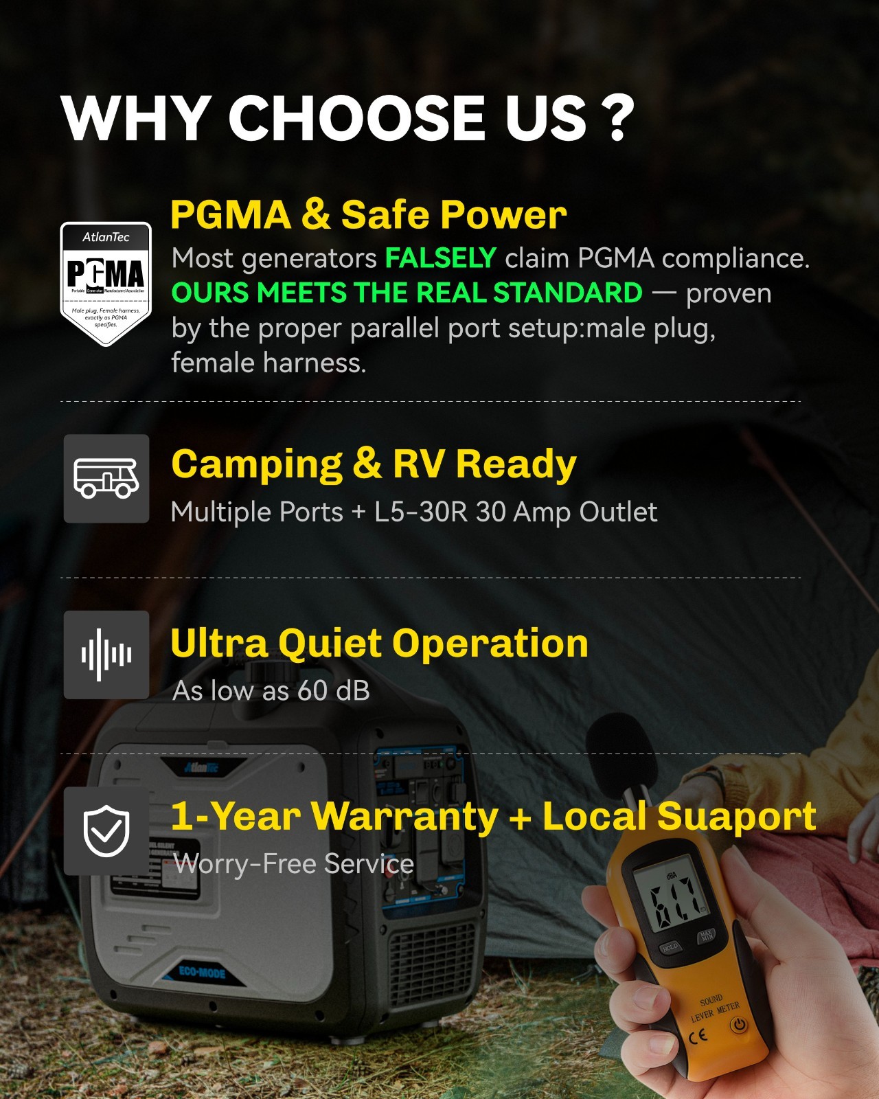 4000 Watt Dual Fuel Inverter Generator, RV Ready Super Quiet Propane Generator